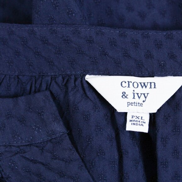 Crown & Ivy Petite Blue Lace Trim Blouse - Size PXL - Picture 6 of 9